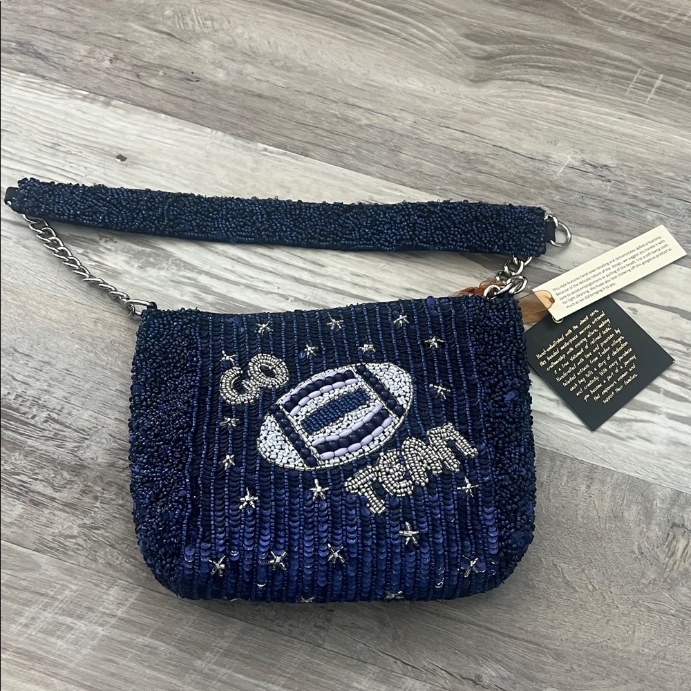 Go Team Game Blue Beaded Purse with Stars - Picture 3 of 8